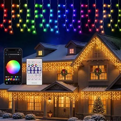 Zdjęcie produktu dla Girlanda świąteczna z oświetleniem LED, sterowana pilotem i aplikacją, 408 diod LED, 60 trybów