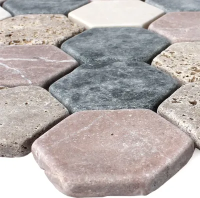 Produktbild von Mosaikfliesen Marmor Tarsus Hexagon Bunt