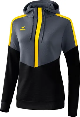 Produktbild von Erima Squad Kapuzensweat Damen - Slate Grey / Schwarz / Gelb