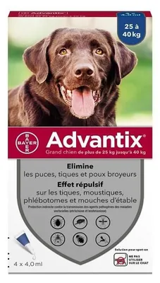 Obrázok produktu pre Antiparazitné dipy pre psov, Advantix, 25-40 kg, 4 ml, sada 4 kusov