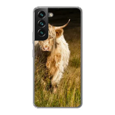 Produktbild von MuchoWow® Handyhülle Schutzhülle Hülle für Samsung Galaxy S22 Schottische Highlander - Licht - Gras - Tiere Silikon Softcase Handy Hülle - Mobiltelefonhülle