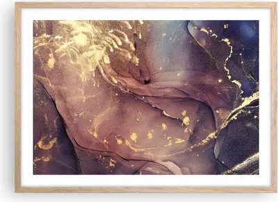 Produktbild von Gerahmtes Poster - Rahmen in heller Eiche - Stein Gold Marmor - 70x50 cm - Wand Bild - Wanddeko - Wandbilder - Kunstposter - Wandposter - Bilderrahmen - Bilder - Kunstdruck - P2NAA70x50-4714