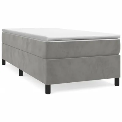 Image de Cadre de lit sans matelas gris clair 100x200 cm velours