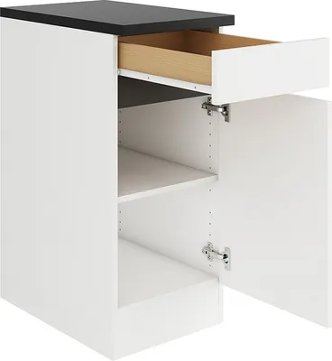 Produktbild von Optifit Unterschrank mit Schublade und Drehtür Luca932 BxTxH 40 x 60 x 88 cm weiß matt zerlegt Anschlag reversibel KLLU