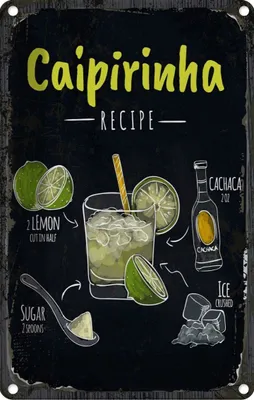 Produktbild von vianmo Blechschild 30x20 cm Caipirinha Cocktail Recipe