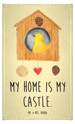 Produktbild von Mr. & Mrs. Panda Handtuch Vogel Haus - Gelb Pastell - Geschenk, Lustige Sprüche, Frotteetuch, Familie, Wohnung, Baumwollhandtuch, Castle, Klein, Gästehandtuch 30x50