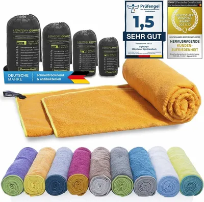 Produktbild von LightDry Mikrofaser Handtuch XXL 100x200 cm Orange - Extrem leichtes Badehandtuch, schnelltrocknend & saugstark für Strand, Sport & Reise