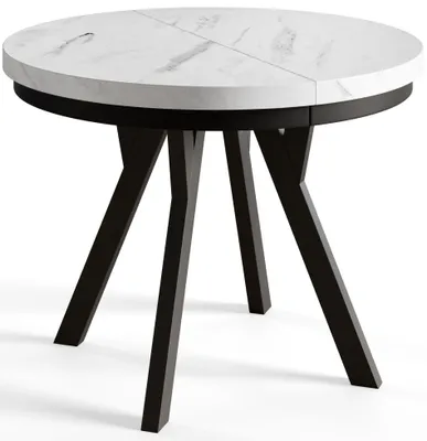 Produktbild von Esstisch Rund Evo, Moderner Esstich Ausziehbar, Tisch mit Stabile Konstruktion, Durchmesser 80 - 130 cm, Farbe Marmur