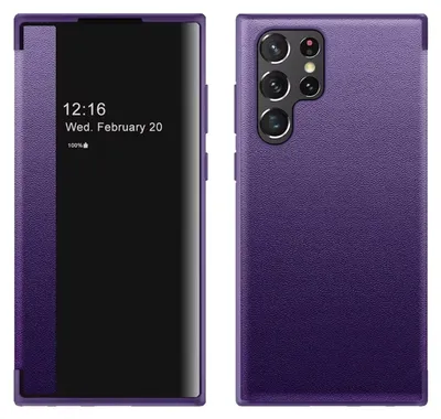 Immagine prodotto di Per Samsung Galaxy S25 Ultra 5G vista specchio telefono cellulare Smart Cover Wake UP funzione caso viola