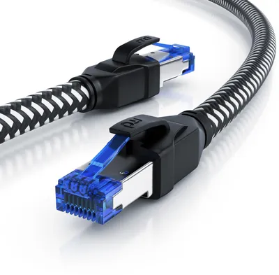 Zdjęcie produktu dla Kabel krosowy Primewire CAT 8 w powłoce bawełnianej - kabel Gigabit Ethernet LAN - 40 Gbit/s - ekranowanie S/FTP PIMF - kabel sieciowy - 10m