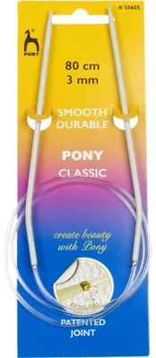 Image de Aiguilles à tricoter PONY, aluminium, circulaires, 1 pièce, longueur 80cm, taille 3mm