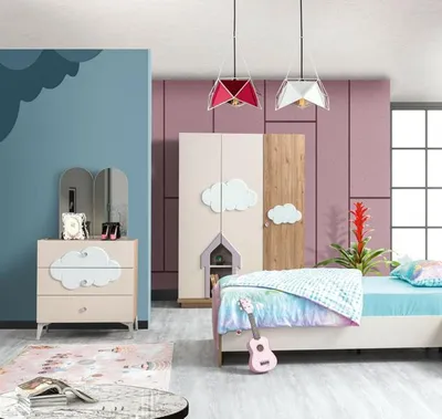 Produktbild von Qualität Möbel Kinderzimmer Set Kleiderschrank Modern Rosa Kommode
