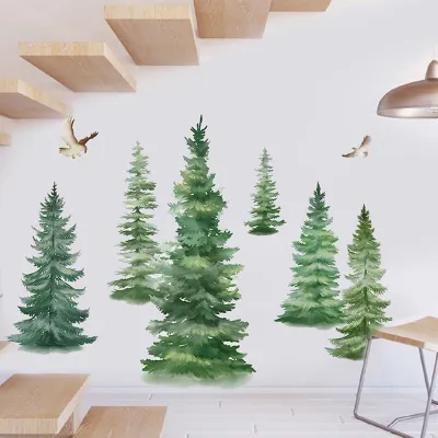 Produktbild von Muursticker "Große Wasserfarben-Baum" – Wanddekoration für Kinder – Wanddekoration für Schlafzimmer – Wanddekoration für Wohnzimmer – Wanddekoration für Büro – Einfach anzubringen und zu entfernen