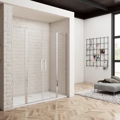 Produktbild von 100x90x195cm Drehtür Duschabtrennung Duschkabine Dusche 6mm mit Antikalkglas