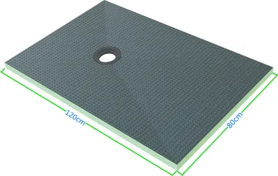 Produktbild von 120x80cm Duschelement befliesbar bodeneben Fußbodenheizung Duschboard Gefälleplatte Duschwanne H:40mm