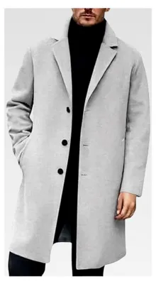Produktbild von Fleece Trenchcoat Herren Lang Windbreaker Einfarbig Herbstmantel Warme Übergangsmantel Trench Coat Business Freizeit Mäntel Mittlere Länge Peacoat Wolle Kurzmantel Elegant