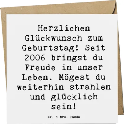 Produktbild von Mr. & Mrs. Panda Grußkarte Spruch 2006 Geburtstag - Weiß - Geschenk, Happy Birthday, doppelkarte, anlasskarte, Klappkarte, Alter, Geburtstagsgruß, faltkarte, Freude