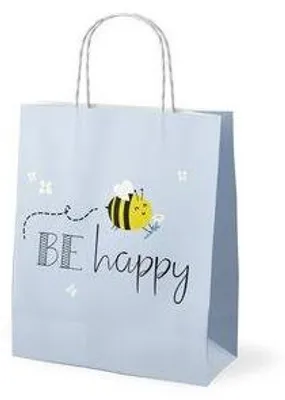 Produktbild von Geschenktragetasche, Motiv „Be happy Biene“, bunt, 20 × 9 × 24 cm