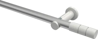 Produktbild von Interdeco Gardinenstange / Vorhangstange Silbergrau / Weiß, Typ Platon Elanto (Rillenzylinder) ohne Ringe, 20 mm Ø 1-läufig, 420 cm