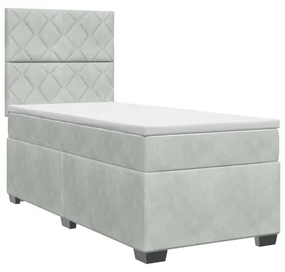 Image de vidaXL Lit boxspring avec matelas gris clair 90 x 200 cm velours