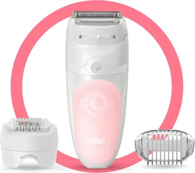 Obrázok produktu pre Braun Silk-épil 5 Silk-epil 5-620 Wet & Dry, Ružová, Biela, 28 pinzety/pinziet, Podpazušie, Bikiny, Epilácia, Holiace, Batérie, AA