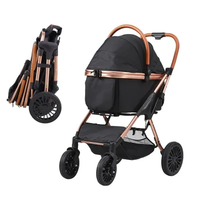 Immagine prodotto di Passeggino per cani 59x85x105cm - Carrello per cani con capacità di carico di 30 kg - Carrello pieghevole per cani - Telaio in alluminio - Tessuto Oxford 800D - Finestra in rete di nylon - 4 ruote inPoliuretano- Cassa per cani - Passeggino per animali domestici - Passeggino per gatti - Trasportino per animali domestici