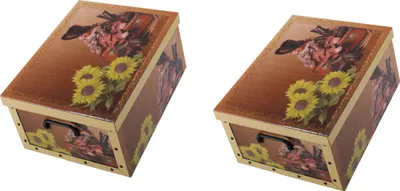 Produktbild von Ordnungsboxen Deko Karton 2er SET Box Clip Sonnenblumenkind Aufbewahrungsbox für Haushalt Büro Wäsche Geschenkbox Dekokarton Sammelbox Mehrzweckbox Ordnungskarton Ordnungsbox Geschenkekarton