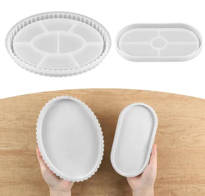 Image de 2 moules en silicone, forme ovale, pour la création de pièces en résine, ciment ou plâtre, idéaux pour la décoration DIY