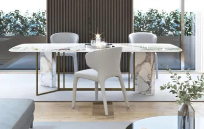 Produktbild von Luxus Möbel Marmor Tische 180x90cm Wohnzimmer Hotel Esszimmer Tisch Designer Neu