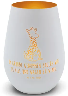 Produktbild von Mr. & Mrs. Panda Windlicht Glas Giraffe Zufrieden - Weiß - Geschenk, Kerzenhalter, Afrika, Laterne, Teelichthalter, Abenteuer, licht deko, Glück