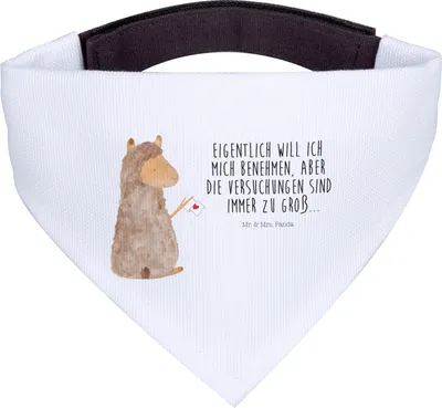 Produktbild von Mr. & Mrs. Panda Hunde Halstuch Alpaka Fahne - Weiß - Geschenk, Hunde-Halstuch, Für, Liebe, Lamas, Tuch, Lama, Hund, Alpakas