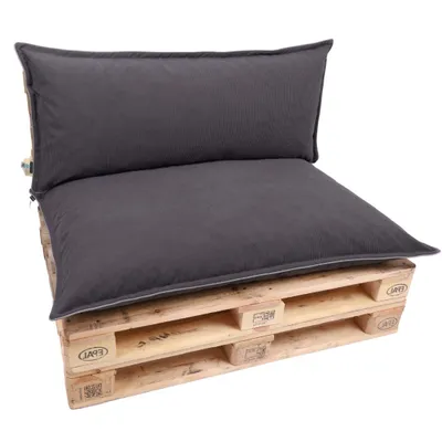 Produktbild von TexDeko Cord Palettenkissen 120x80x18 cm –Palettenpolster aus weichem Cordstoff, wasserabweisend UV-beständig, waschbarer Bezug (2-TLG Set Anthrazit)