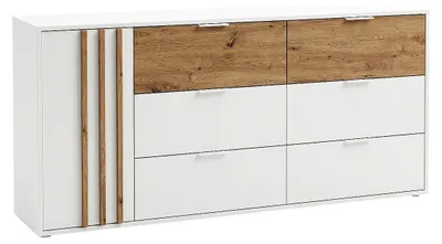Produktbild von Kommode - 6 Schubladen und 1 Tür - Weiß und Natur TUNALO