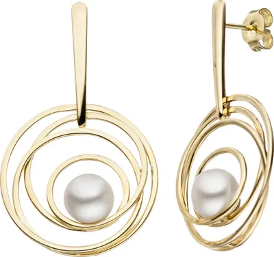 Produktbild von JOBO Ohrhänger 585 Gold Gelbgold 2 Süßwasser Perlen Ohrringe Perlenohrringe