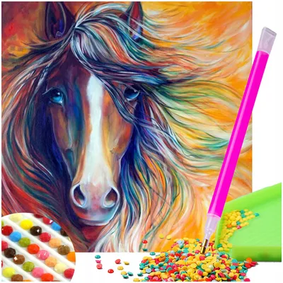 Obrázok produktu pre Artelo Diamantová mozaika ABSTRAKTNÝ KONIA 5D Súprava 40x40cm