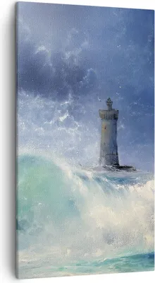 Produktbild von Bild auf Leinwand - Leinwandbild - Leuchtturm Meer - 45x80cm - Wand Bild - Wanddeko - Wandbilder - Leinwanddruck - Bilder - Kunstdruck - Wanddekoration - Leinwand bilder - Wandkunst - PA45x80-3576