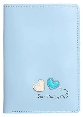 Immagine prodotto di Portafoglio da donna sottile, blu, con motivi a cuori, WK15