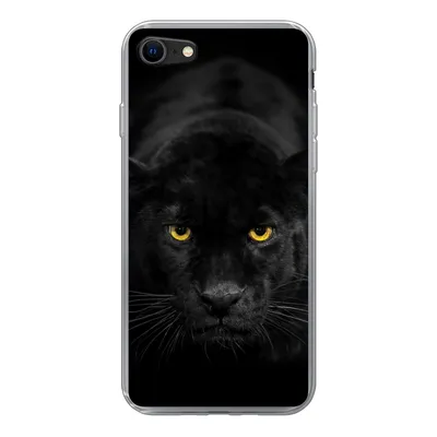 Produktbild von MuchoWow® Handyhülle Schutzhülle Hülle für iPhone SE 2020 Leopard - Augen - Schwarz Silikon Softcase Handy Hülle - Kartenbesitzer