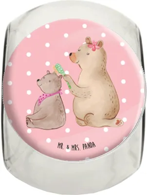 Produktbild von Mr. & Mrs. Panda Bonboniere Bär Kind XL 2000ml - Rot Pastell - Geschenk, Bären, Mama, Mutter, Vorratsbehälter, Familie, glasbehälter, Vorratsdose, Naschdose, schraubglas