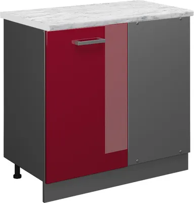 Obrázek produktu pro Rohová skříňka Vicco R-Line Červená vysoký lesk 86 cm PD Mramor, Model 45590