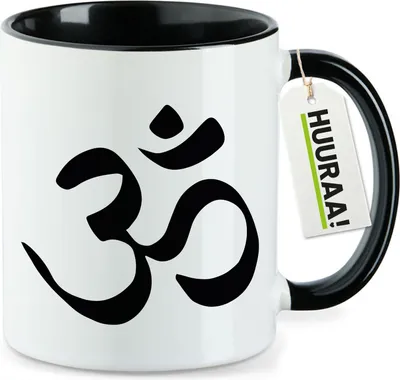 Produktbild von Huuraa Kaffeetasse Yoga-Om Symbol 330ml Schwarz Keramik Kaffeebecher Geschenkidee
