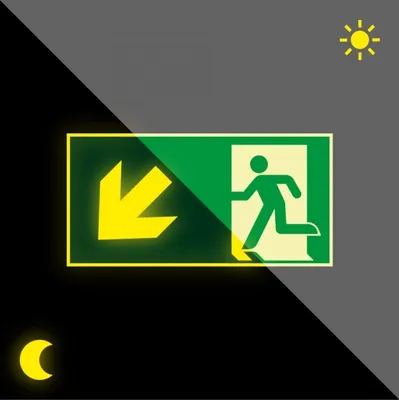 Produktbild von Aufkleber | PERMALIGHT power langnachleuchtend Rettungszeichen Rettungsweg li...