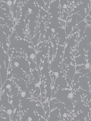 Produktbild von Florale Tapete mit sanfter Gräser und Blüten Bemusterung – Grau, Silber