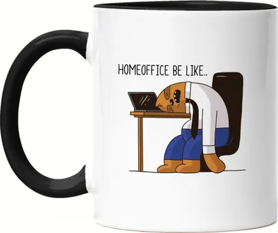 Produktbild von Homeoffice Tasse Schwarz Lustig Spruch Ironie Faultier Geschenk Bürokollegen Lockdown