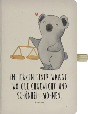 Produktbild von Mr. & Mrs. Panda Tagebuch Waage Astrologie - Transparent - Geschenk, Journal, notizbuch, Kladde, Geburtstagsgeschenk, Skizzenbuch, Sternzeichen, Reisetagebuch
