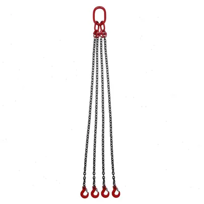 Produktbild von Hebekette - 4-Strang Kettengehänge - G80 legierter Stahl - 5 t/5000 kg WLL - Kettenlänge 1,5 m - Aufhängeglied 9×16 cm, 22 mm