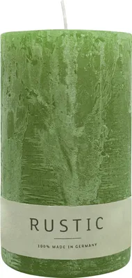 Produktbild von Stumpenkerze aus Paraffin, Olive, Rustic, WENZEL, 140/80 mm, Brenndauer ca. 76h, selbstverlöschend