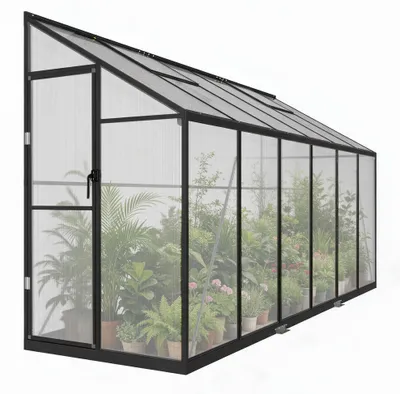 Productafbeelding van ACXIN Tuinkas, 365x110x195 cm, tuinkas met versteviging van staalprofielen, wandtuinkas met twee dakramen, kas voor het kweken van planten, 4,01 m²