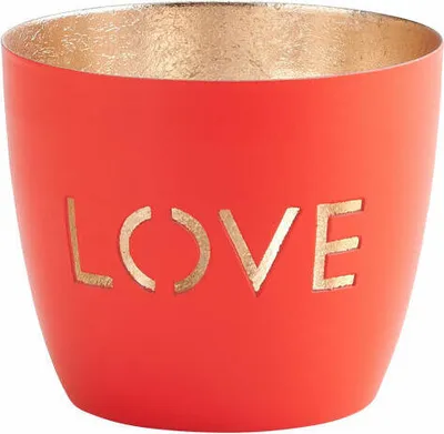 Produktbild von Gift Company Windlicht Madras Love M, Teelichthalter, Kerzenhalter, Eisen, Neon Rot, Gold, 8.5 cm, 1092004083