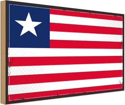 Produktbild von vianmo Holzschild 20x30 cm Liberias Liberia Flagge Fahne Wappen